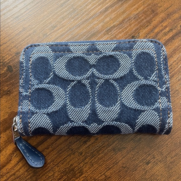 Coach Card Holder Wallet Denim - Picture 1 of 5